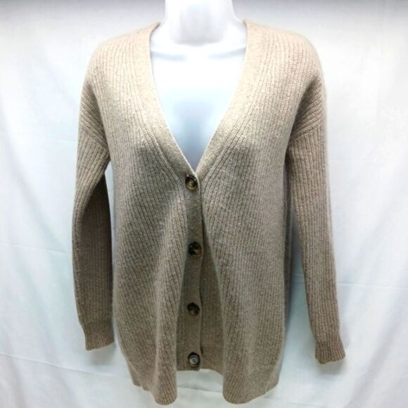 Magaschoni 100% Cashmere V-neck Button-Down Grannycore Cardiga Cream Women's XS. - Picture 4 of 10